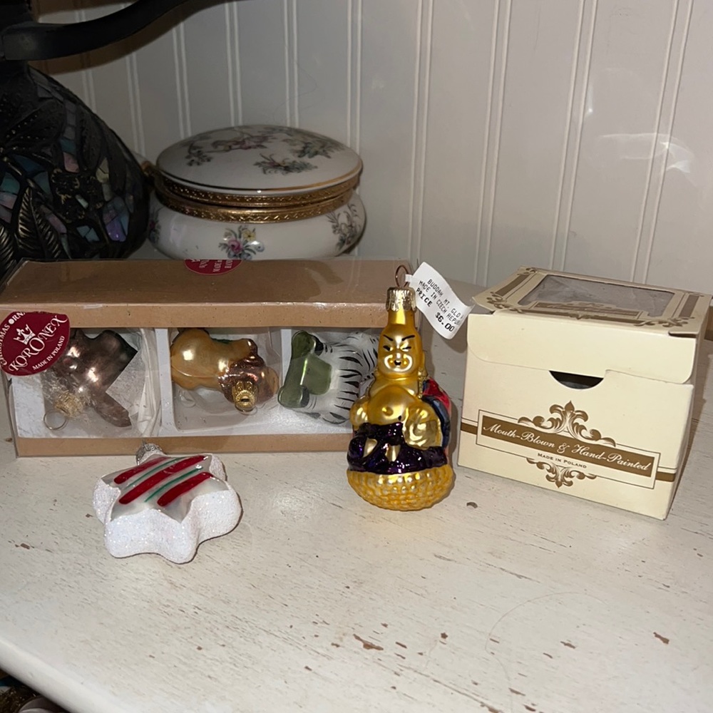 Lot of Czech & Poland blown glass Christmas ornaments animas Star